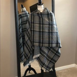 Neiman Marcus Brand Checkered Poncho/Wrap